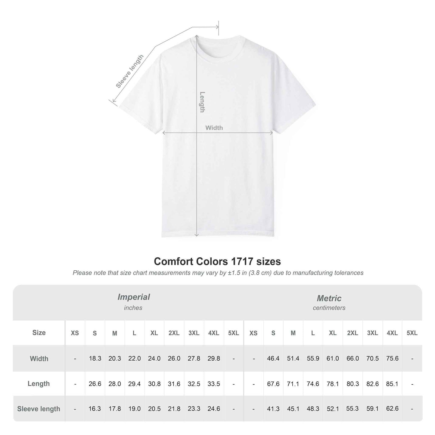 Comfort-color-T-Shirt-Size-Chart