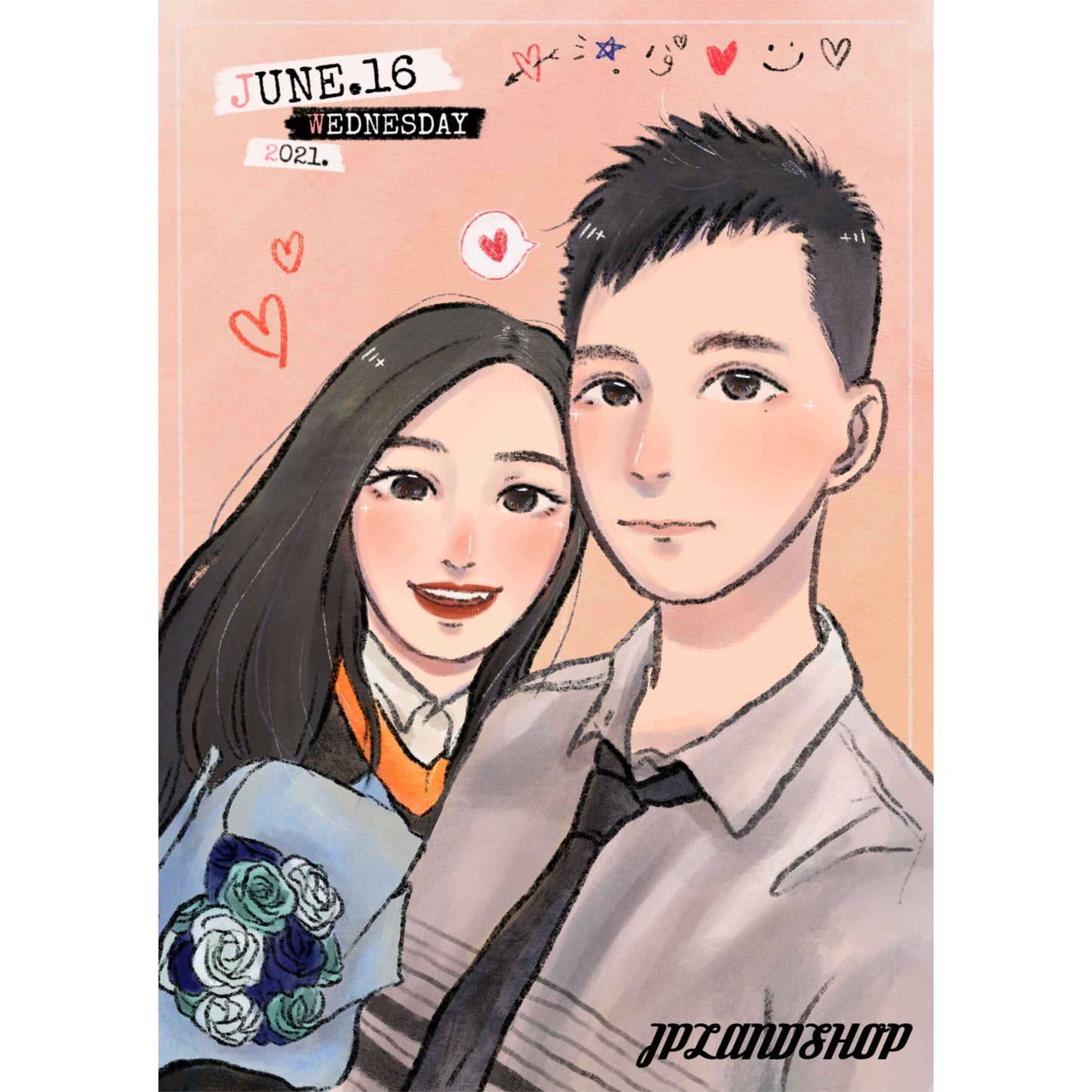 皮克樂園風格定制似顏繪